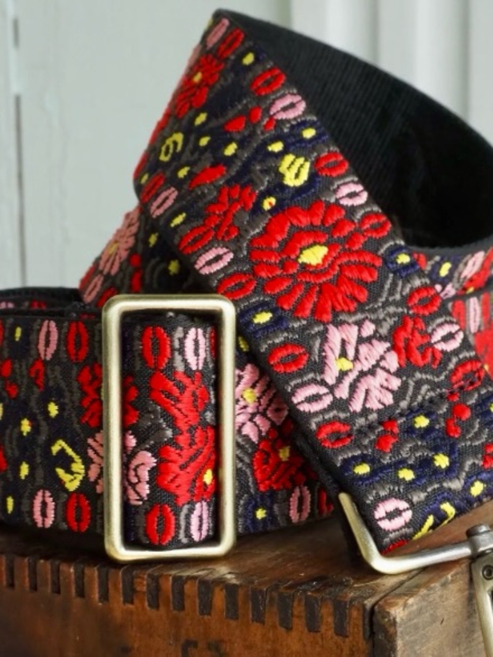 Brand new Black Floral Embroidered Crossbody Strap - Unbranded